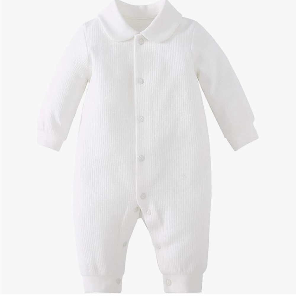 Unisex white baptism onesie